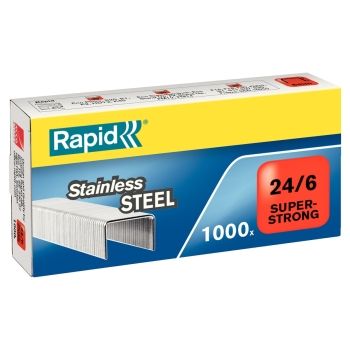 Agrafes 24/6 acier inoxydable x1000 RAPID base - 24858100