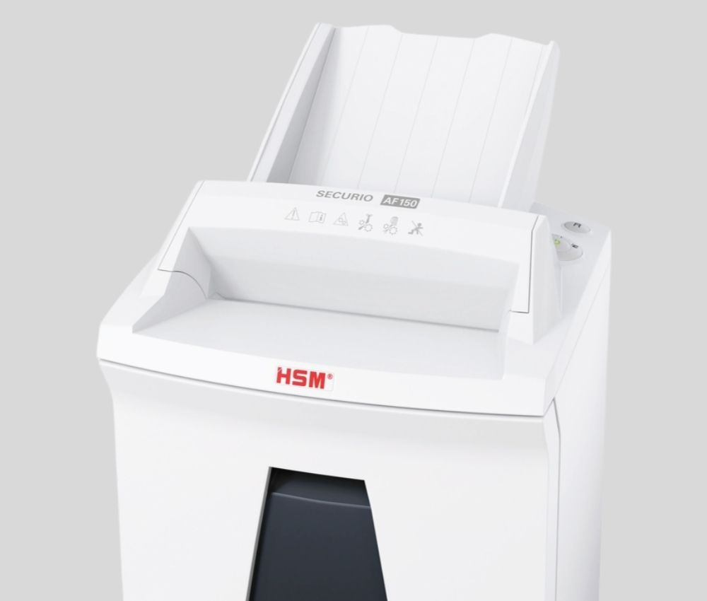 Le destructeur coupe croisée P4 AF150 Securio 4,5 x 30 mm insertion papier automatique HSM est équipé d'un système d'insertion automatique de papier (AUTOFEED)