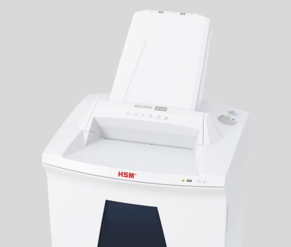 Insertion papier automatique (autofeed) destructeur coupe croisée P4 AF500 Securio 4,5 x 30 mm insertion papier automatique HSM 
