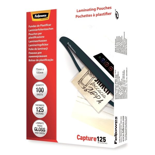 100 pochettes de plastification 75 x 105 mm 125 microns brillantes