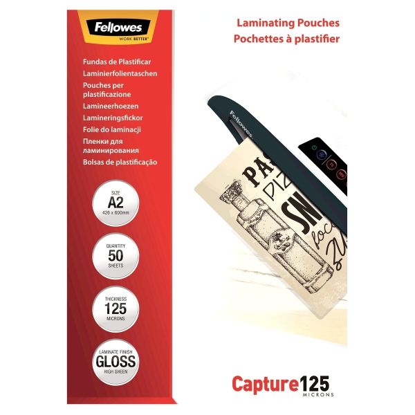 50 pochettes de plastification A2 125 microns brillantes