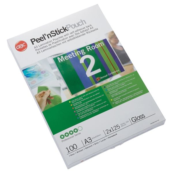 100 pochettes de plastification Peel'nStick A3 125 microns brillantes