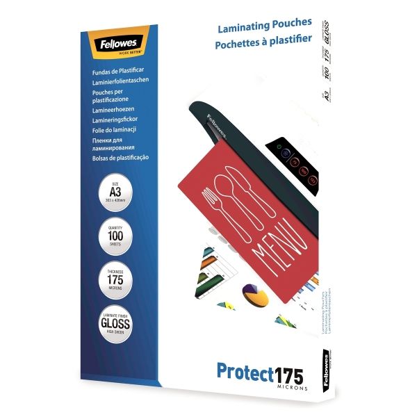 100 pochettes de plastification A3 175 microns brillantes