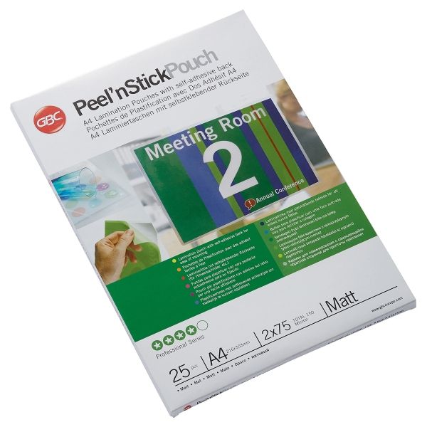25 pochettes de plastification Peel'nStick A4 75 microns mates