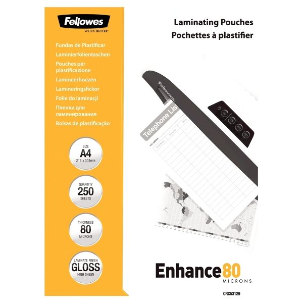 250 pochettes de plastification A4 80 microns brillantes
