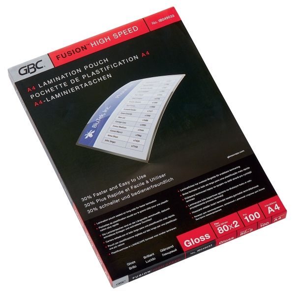 100 pochettes de plastification Highspeed A4 80 microns brillantes
