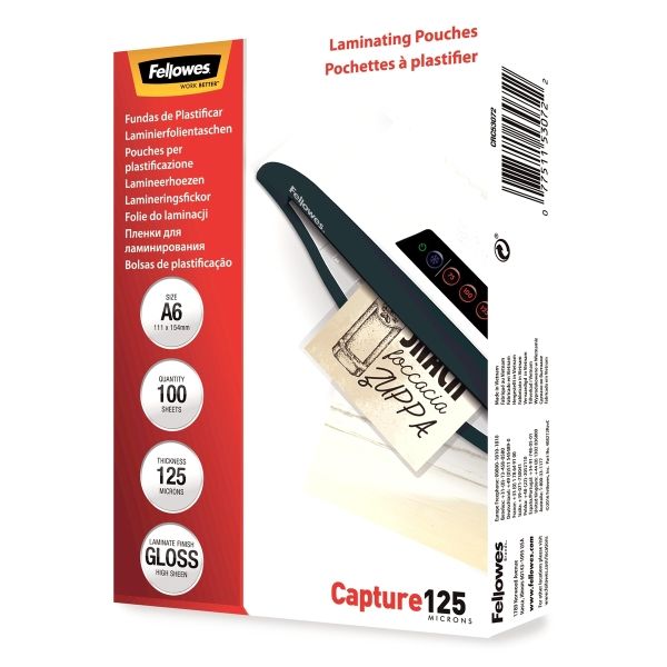 100 pochettes de plastification A6 125 microns brillantes