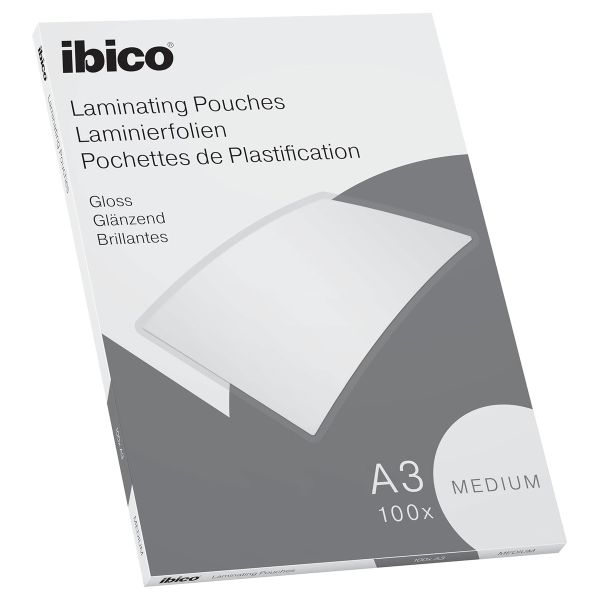 100 pochettes de plastification IBICO BASICS Medium A3 100 microns brillantes