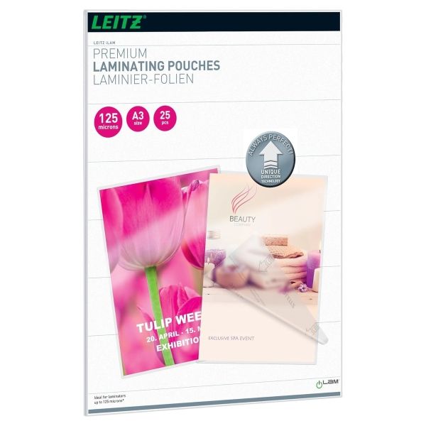 25 pochettes de plastification iLAM A3 125 microns brillantes