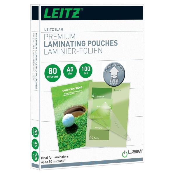 100 pochettes de plastification iLAM A5 80 microns brillantes