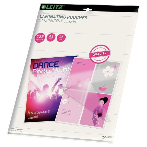 25 pochettes de plastification iLAM premium A3 125 microns brillantes