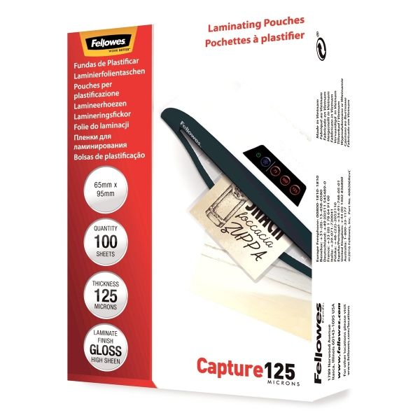 100 Pochettes de plastification 65x95 mm 125 microns brillantes