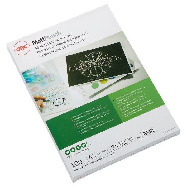 100 pochettes de plastification A3 125 microns mates