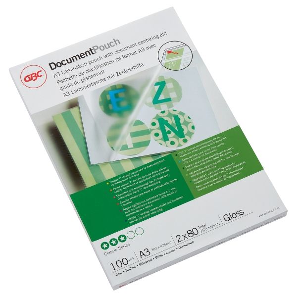 100 pochettes de plastification A3 80 microns brillantes