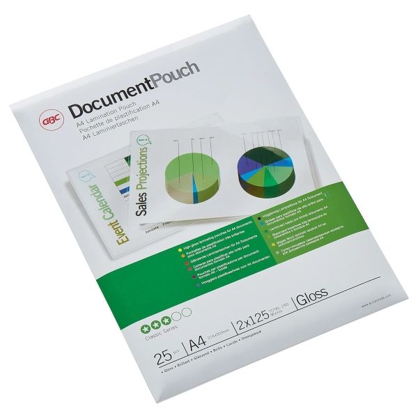 25 pochettes de plastification A4 125 microns brillantes