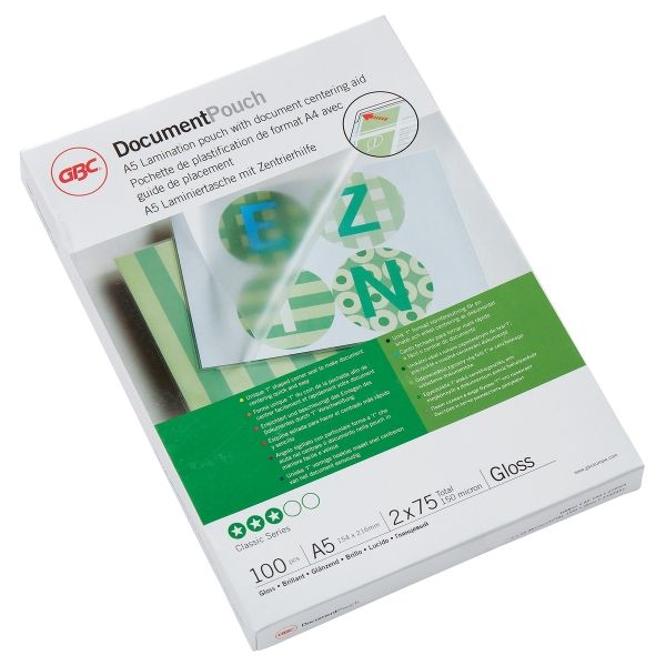 100 pochettes de plastification A5 75 microns brillantes