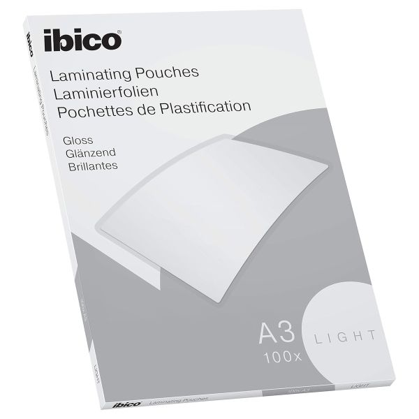 100 pochettes de plastification IBICO BASICS Light A3 80 microns brillantes