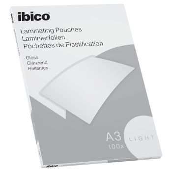 100 pochettes de plastification IBICO BASICS Light A3 80 microns brillantes