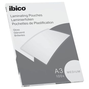 100 pochettes de plastification IBICO BASICS Medium A3 100 microns brillantes