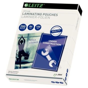 100 pochettes de plastification A4 250 microns brillantes LEITZ base - 16935