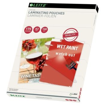 100 pochettes de plastification A3 175 microns brillantes LEITZ base - 16932
