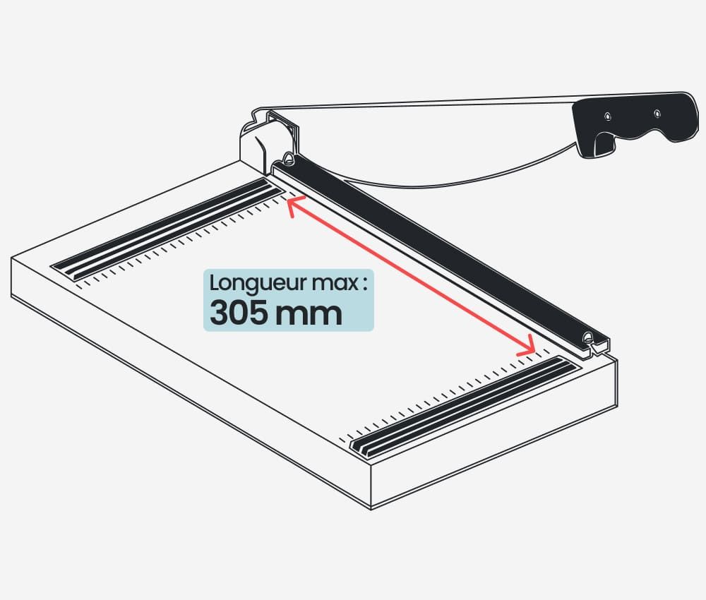 La longueur de coupe de la  cisaille papier A4 Precision Home A4 LEITZ est de 305 mm