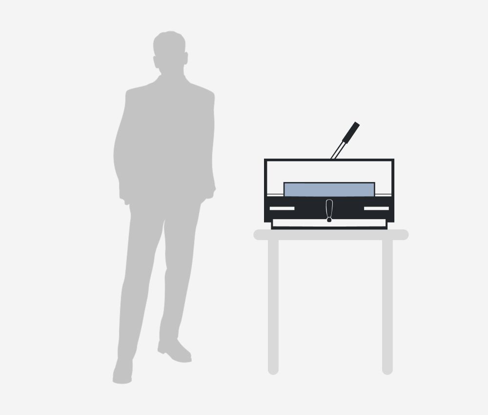 Dimensions et environnement de travail du massicot électrique A3 4315 IDEAL