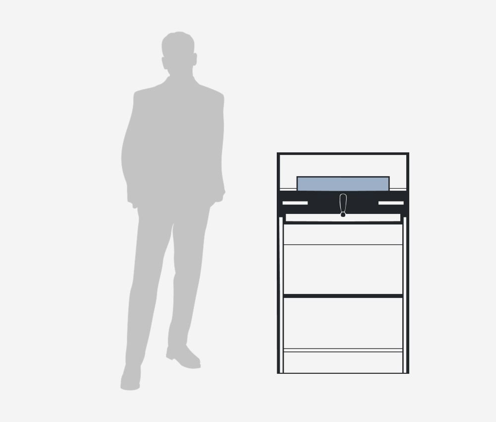 Dimensions et environnement de travail massicot électrique A3 4350 sur meuble IDEAL