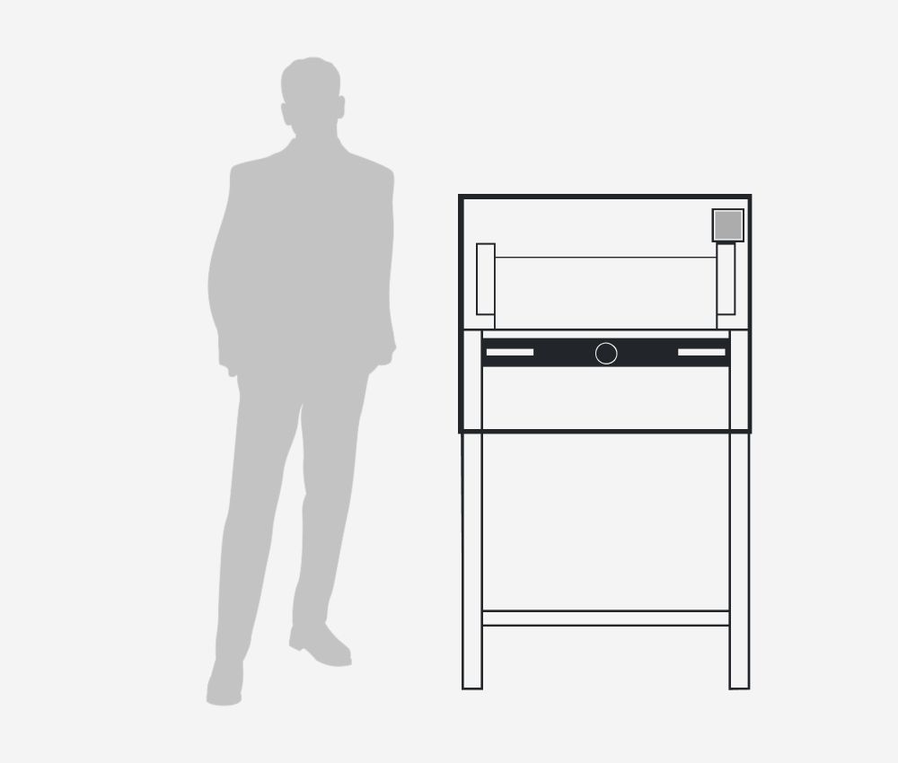 Dimensions et environnement de travail du massicot électrique programmable A3+ 4855 IDEAL