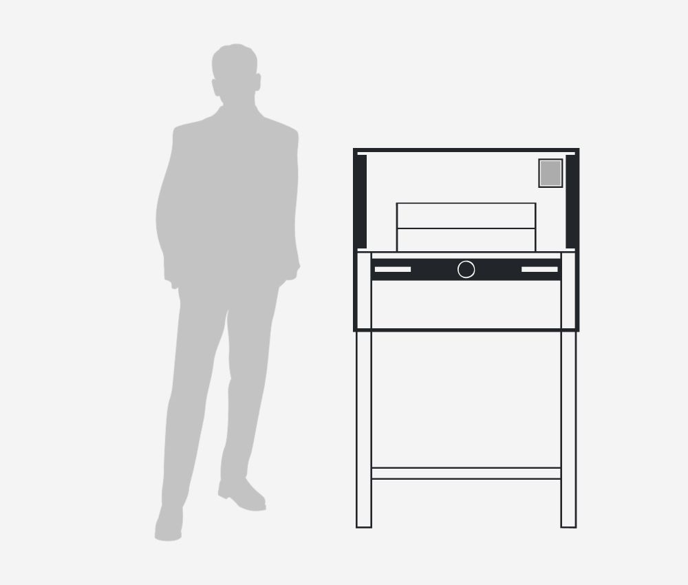 Dimensions et environnement de travail du massicot électrique programmable A3+ 4860 IDEAL