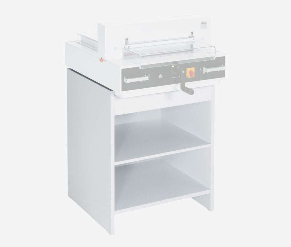 Meuble en bois du massicot électrique A3 4350 sur meuble IDEAL