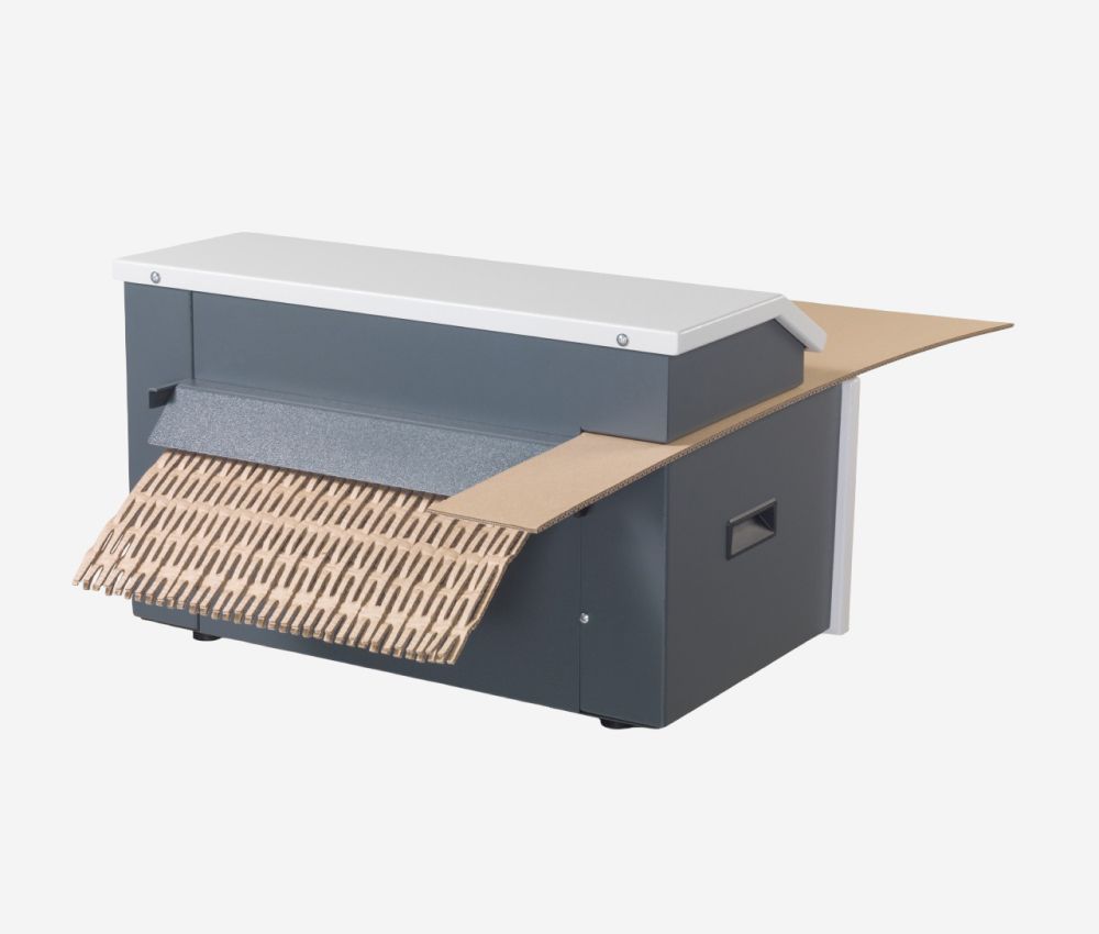 Double fonction du matelasseur de cartons pour calage HSM C400 ProfiPack