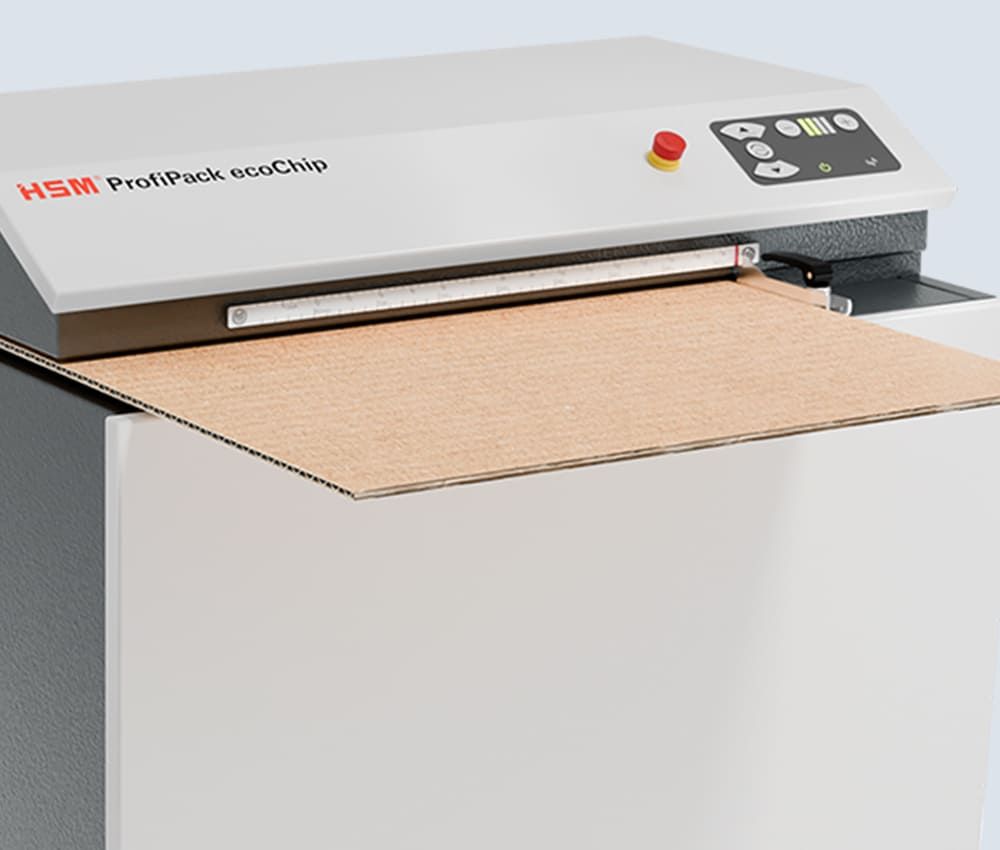 Longueur de coupe du matelasseur de cartons pour calage HSM ecoChip standard Profipack monophasé