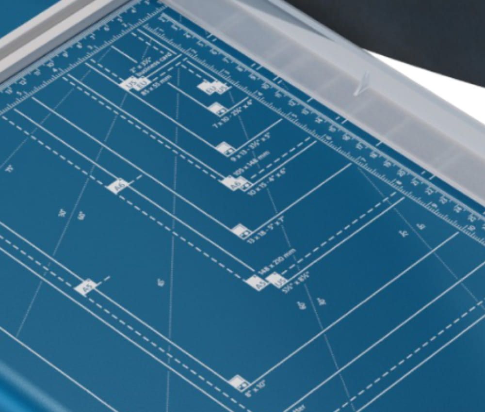 Tracé des formats DIN de la cisaille papier A3 534 DAHLE