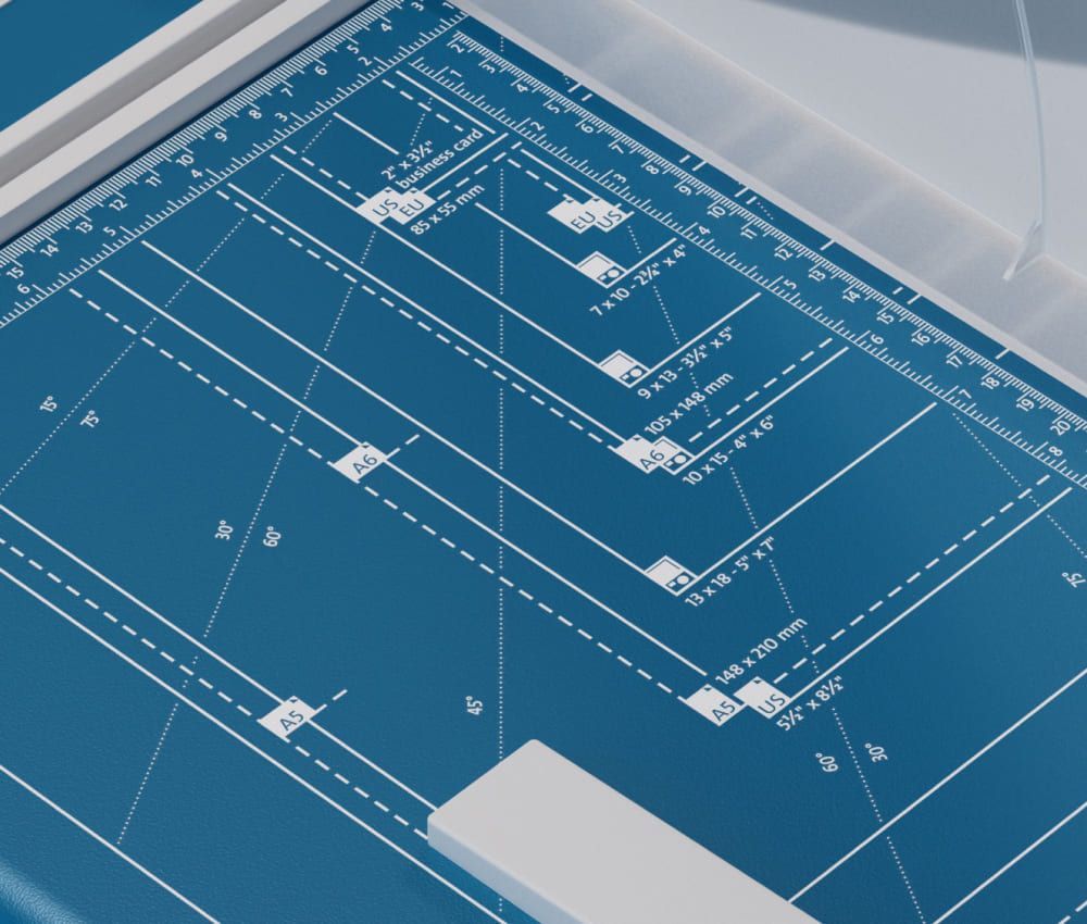 Tracé des formats DIN de la cisaille papier A4 560 DAHLE