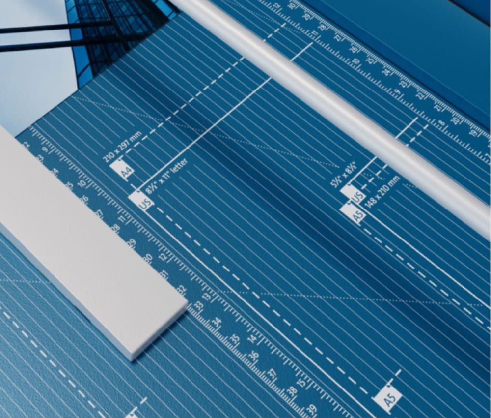 Tracé des formats DIN de la cisaille papier A3 517 DAHLE
