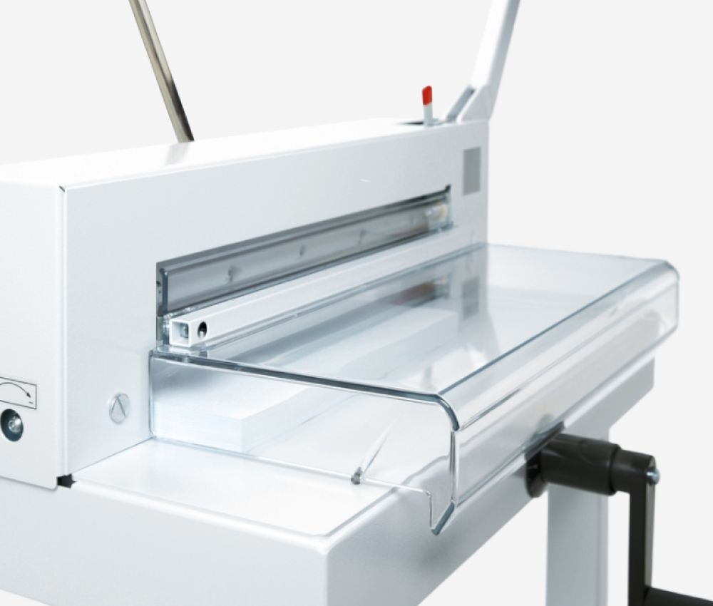 Carter de protection transparent du massicot manuel A3 4305 sur stand IDEAL