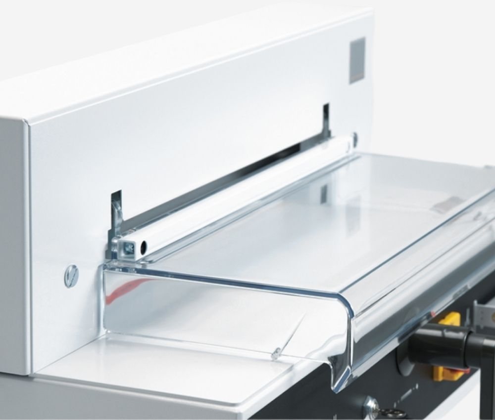 Carter de protection transparent du massicot électrique A3 4315 sur stand IDEAL