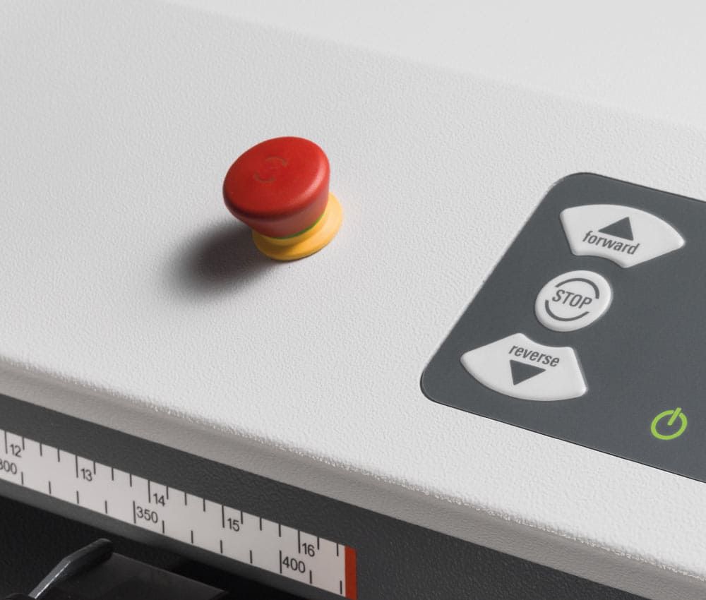 Arrêt d'urgence du matelasseur de cartons pour calage HSM P425 ProfiPack  monophasé avec kit d'adaptation pour aspiration