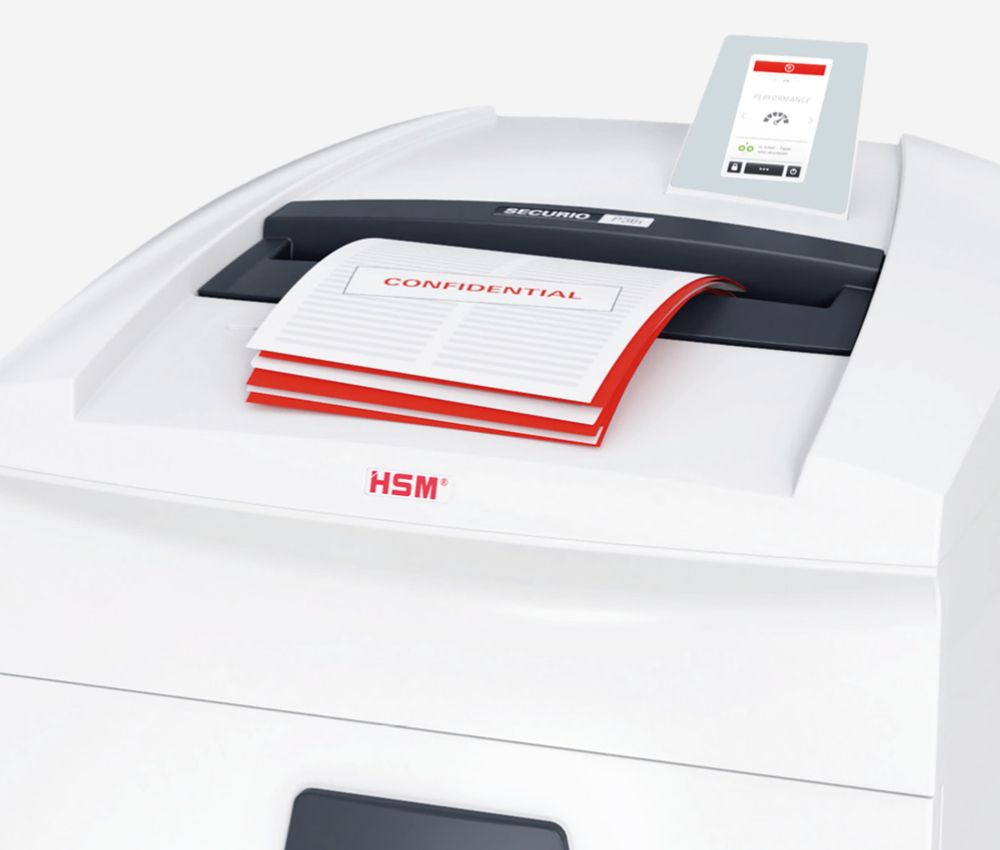 Le destructeur coupe micro-particules P7 P40i Securio 1 x 5 mm huileur automatique + bloc de coupe séparé OMDD 2 x 2 mm HSM est équipé d'un système anti-bourrage